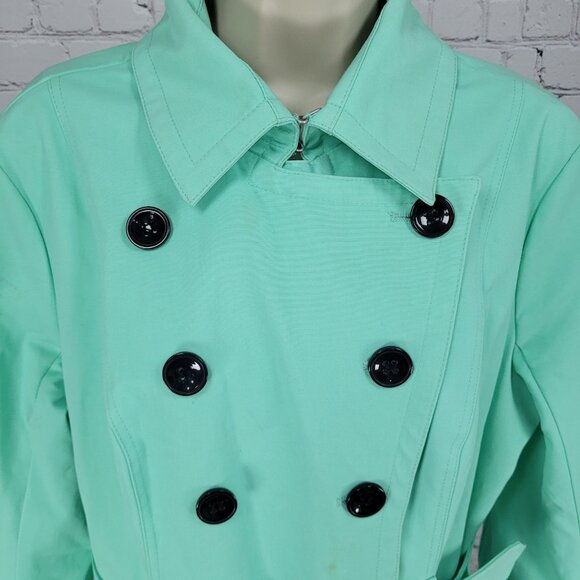 New York & Company Green Belted Double Breasted Trench Pea Coat Jacket Large L - Picture 5 of 16